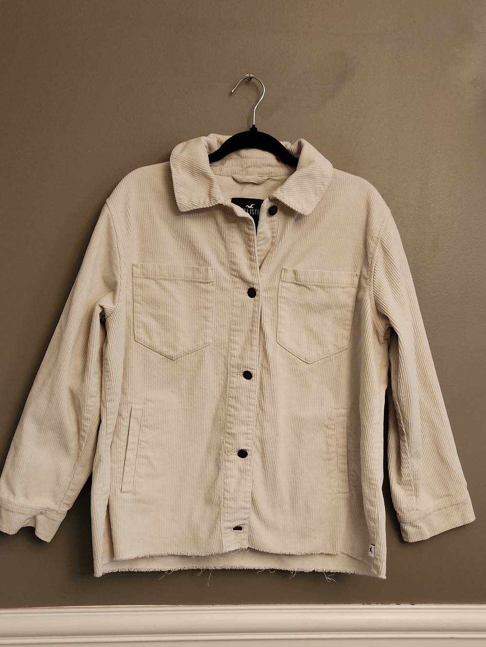 Hollister Cream Corduroy Button-Front Light-layering Jacket